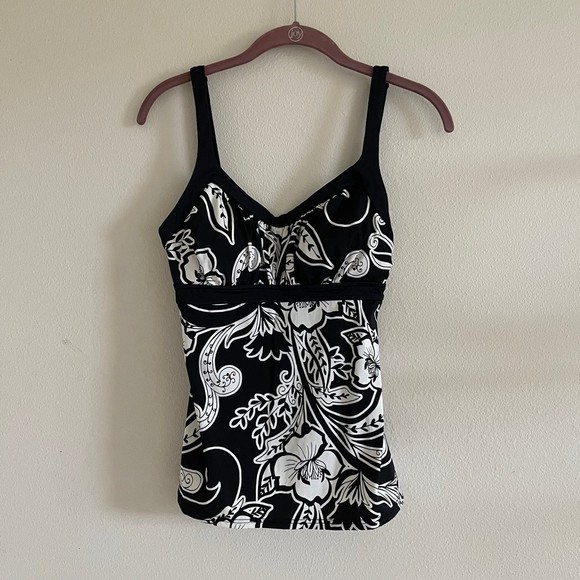 CARIBBEAN joe bikini top size 12 black white - Picture 1 of 6
